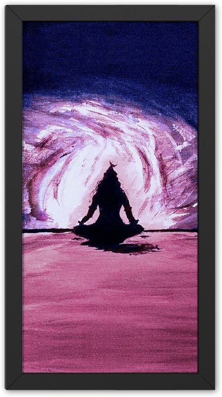 Ritwika's Multicolored Modern Art Shiva Meditation Frame Painting Digital Reprint 13.5 inch x 7.5 inch Painting  (With Frame, Pack of 10)