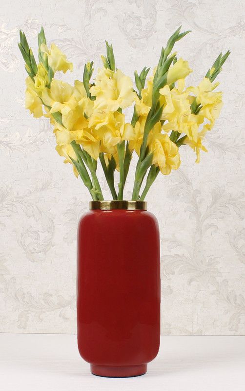 Elemntl Crimson Red Metal Enameled Vase (Large) Iron Vase  (13 inch, Red)