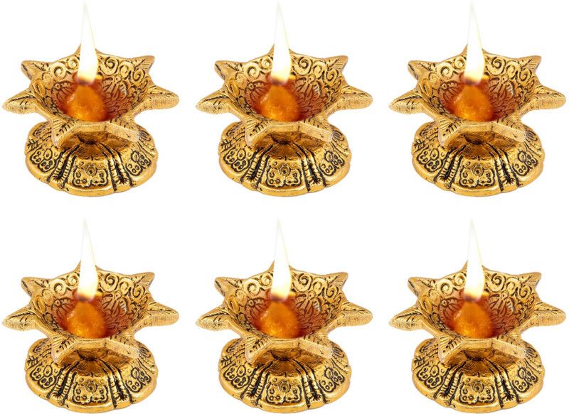 INTERNATIONAL GIFT Gold Plated Jyot (6 pcs Set) Aluminium (Pack of 6) Table Diya Set  (Height: 6 inch)