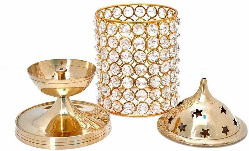 Bansiwal Akhand Diya | Oil/Ghee Lamp | Puja Diya Brass Table Diya Set-Height 8 inch Brass Table Diya  (Height: 8 inch)