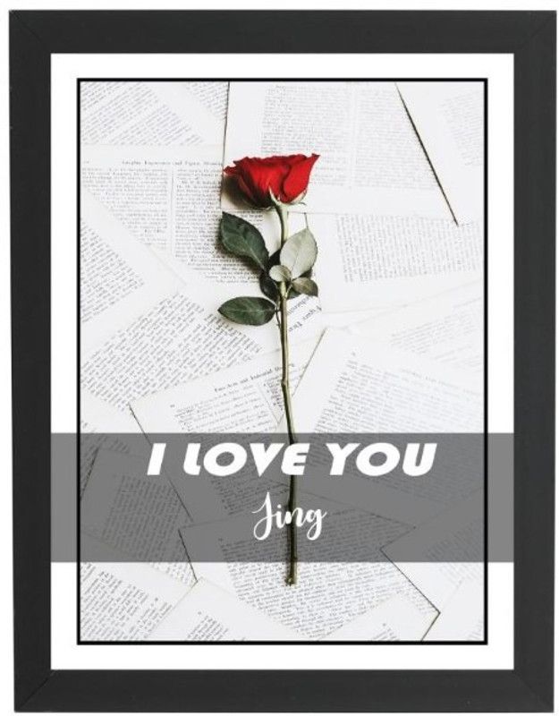 Beautum I Love You Jing Name Love You Printed Unique Digital Reprint 9inch x 13inch Painting Model No:CMGHP008335 Digital Reprint 13 inch x 9 inch Painting  (With Frame)