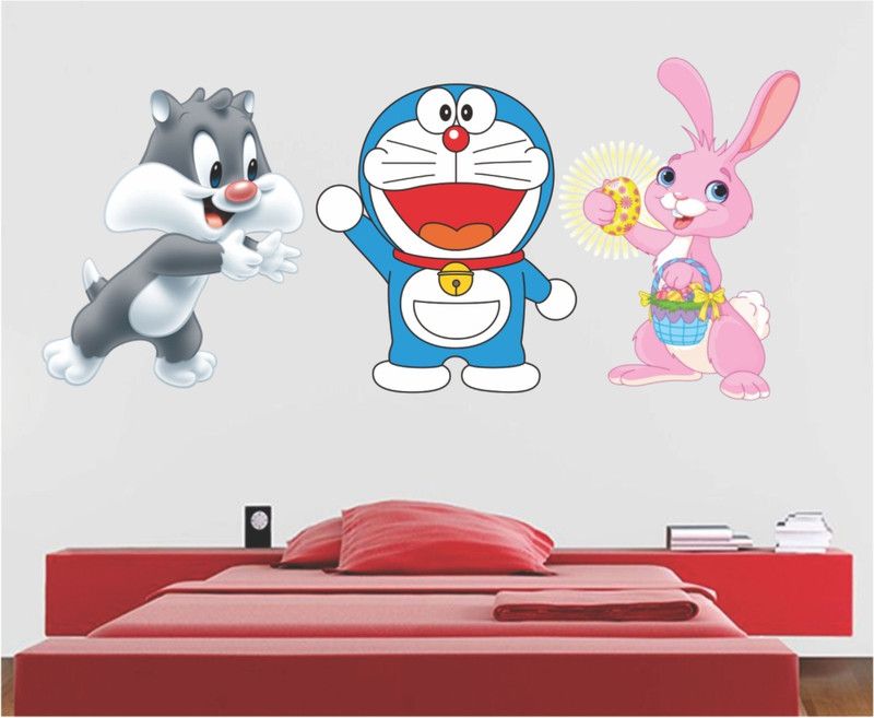 Prime Home Decor 60 cm DOREAMON WITH FRIENDS Self Adhesive Sticker  (Pack of 1)