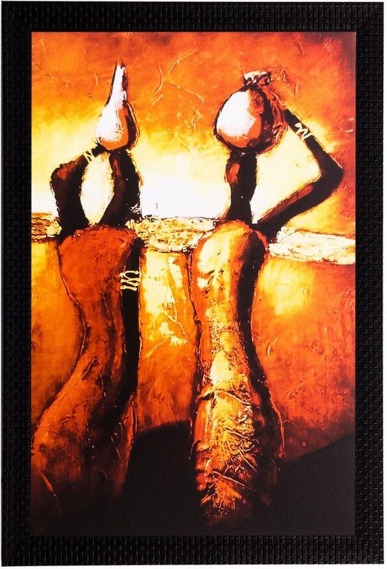 eCraftIndia Tribal Woman Canvas 20 inch x 14 inch Painting  (With Frame)