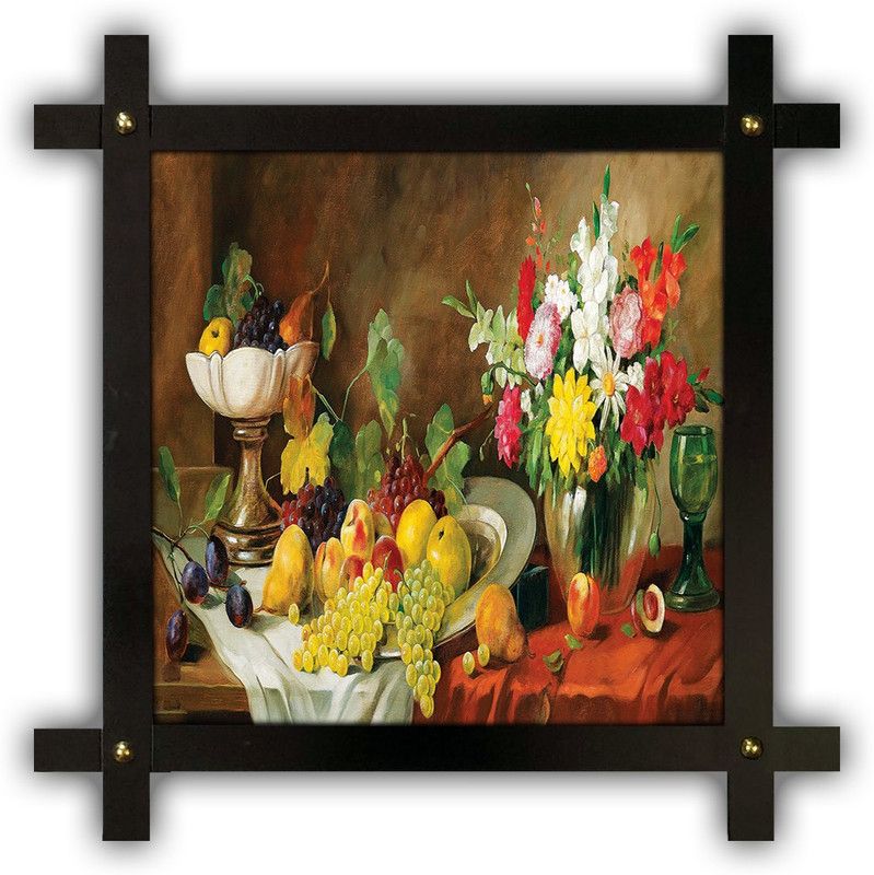 Poster N Frames Cross Wooden Frame Hand-Crafted with photo of Flower (floral) 14870-crossframe Digital Reprint 16.5 inch x 16.5 inch Painting  (With Frame)