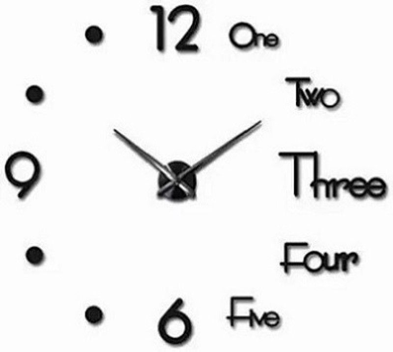Analog Wall Clock  (Black, Without Glass)