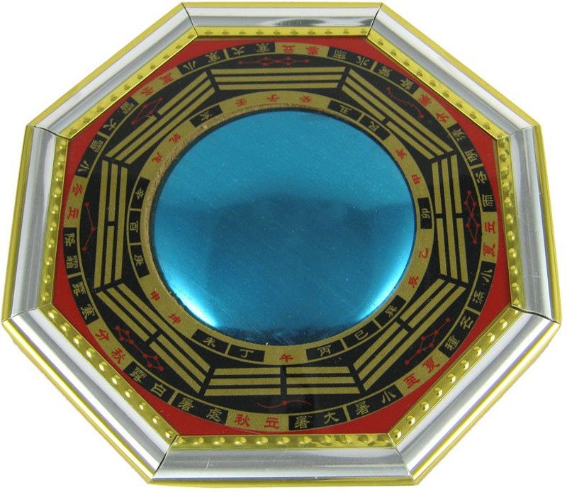 Vastu arcade Pakwa Pakua Bagua Mirror For Remove Negetive Energy Decorative Showpiece - 15 cm  (Wood, Blue)