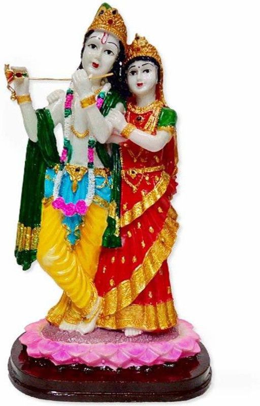 FABZONE Marble Look Lord Radha Krishna Idol with God Krishan Handicraft Statue makhan chor Spiritual Puja Vastu Fegurine - Religious Pooja Gift Item/Temple/Home Decor/Office Decorative Showpiece - 25 cm  (Polyresin, Multicolor)