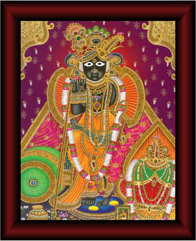 saf Banke Bihari UV Textured Multi-Effect Painting Digital Reprint 14 inch x 11 inch Painting  (With Frame)