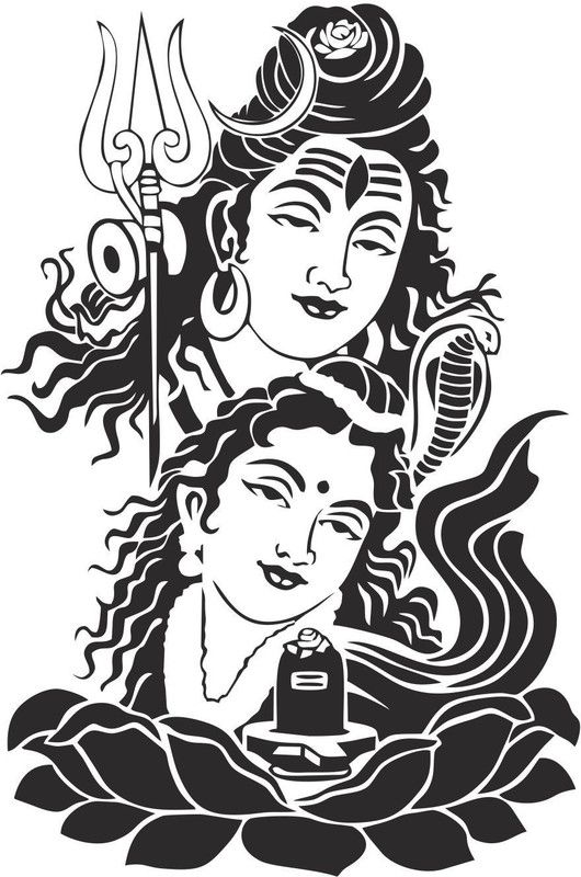 DivineDesigns 48 cm Black color Shiv - Parvati Self Adhesive Sticker  (Pack of 1)