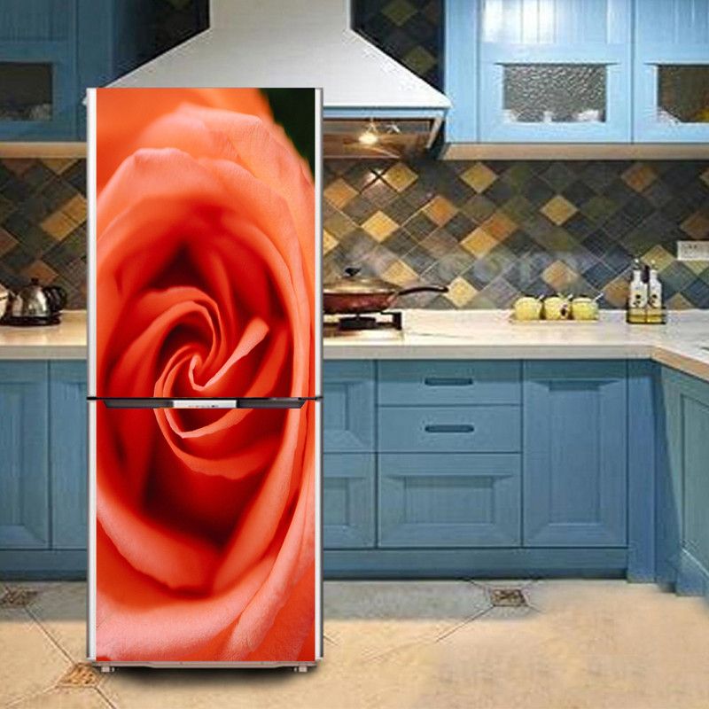 K2A Studio 60 cm Beautiful close orange rose fridge sticker Self Adhesive Sticker  (Pack of 1)