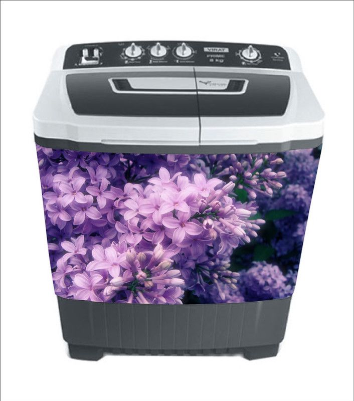 Crown Decals 86 cm decorative violet flower leaves washing machine sticker Self Adhesive Sticker  (Pack of 1)