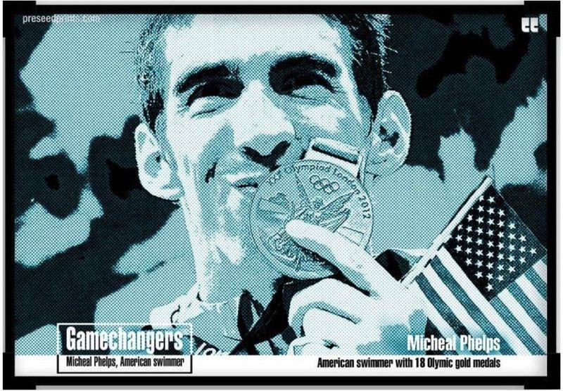 Poster The Gamechangers Michael Phelps Swimming Motivational ... Large Poster sl-9162 (Large Print, 36x24 Inches, Banner Media, Multicolor) Fine Art Print  (24 inch X 36 inch, Rolled)