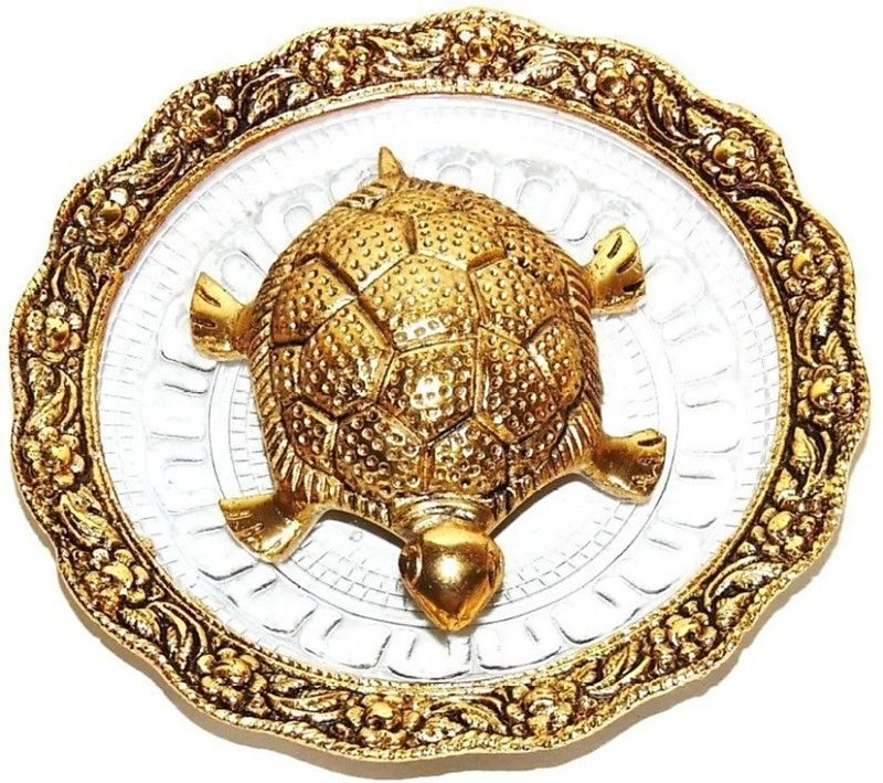 SBBCO GLASS FENG SHUI GOLDEN TORTOISE Decorative Showpiece - 4 cm  (Glass, Gold)