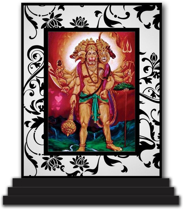 Vprint Panchmukhi Hanuman Ji Car Dashboard idols Figurine Showpiece Decorative Showpiece - 12 cm  (Wood, Multicolor)