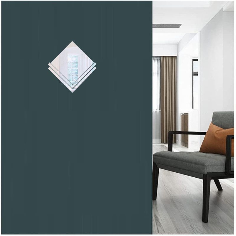 Decor studio 21 cm beautiful decrative mirror silver acrylic sticker Self Adhesive Sticker  (Pack of 1)