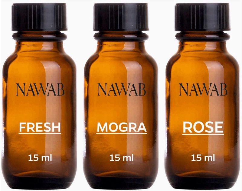 NAWAB essential aroma Diffuser oil(Fresh,Mogra,Rose-15ml each) Aroma Oil