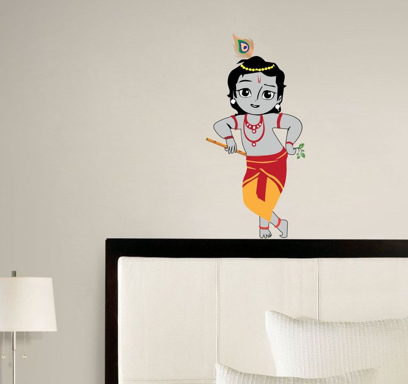 SUDARSHAN STICKER 94 cm Bal Krishna Wall Stickers ( 94Cm X 45Cm ) Self Adhesive Sticker  (Pack of 1)