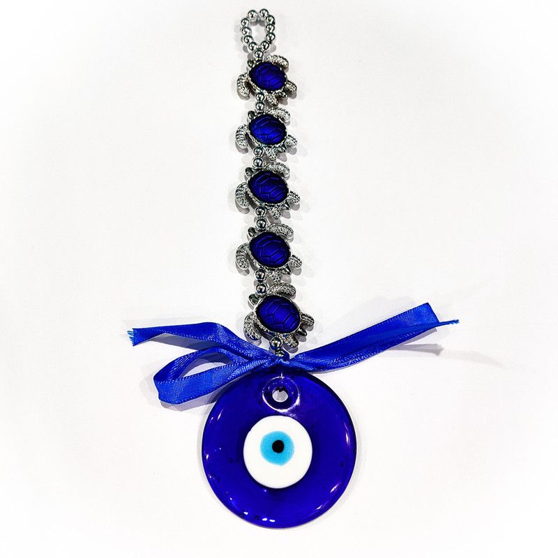 HWAN Blue Evil Eye Round design Decoration | Protection and Blessing | Nazar Battu | Decorative Showpiece - 1 cm  (Glass, Blue)