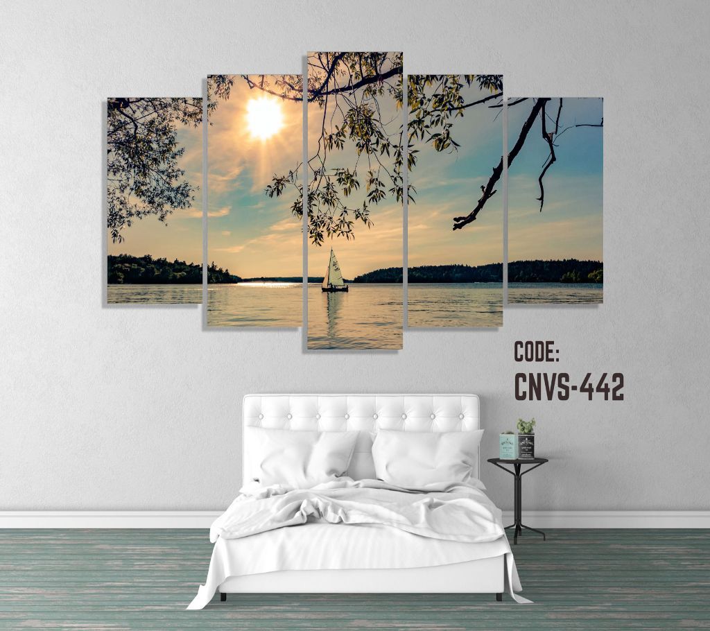 CNVS-442 River Boat Wall Canvas Art Prints 96 inch x 48 inch