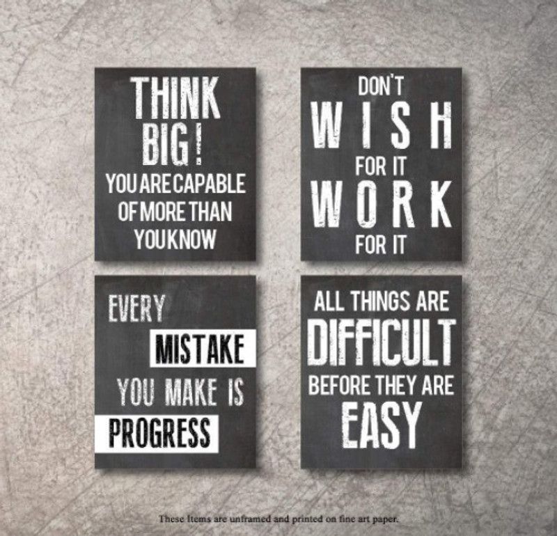 EASIN Inspiration quotes Digital Reprint 10 inch x 8 inch Painting  (Without Frame, Pack of 2)