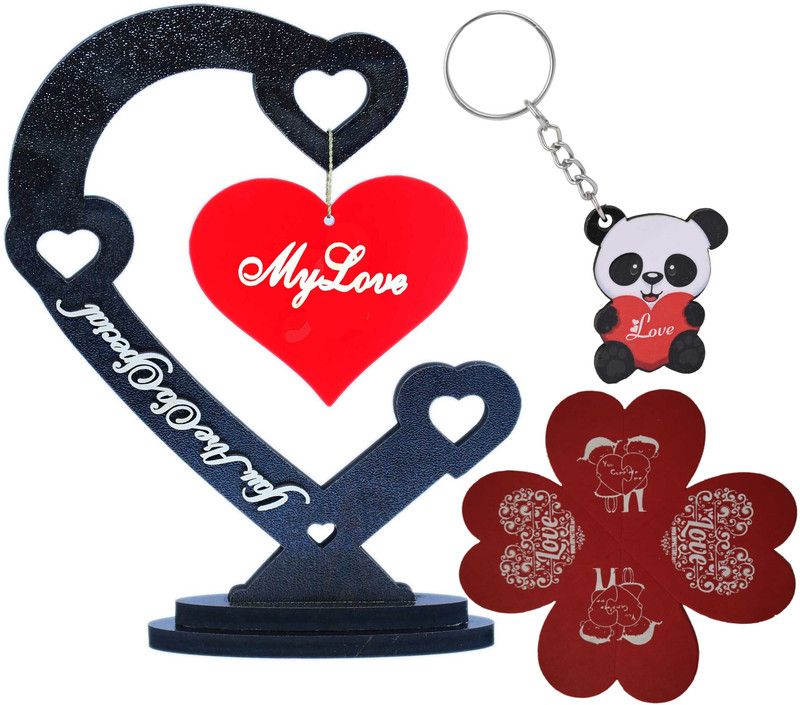 AVTGIFTS My Love Hubby wifey GF BF Couple Gifts for Valentine's Day Anniversary Birthday Decorative Showpiece - 16 cm  (Wood, Black)