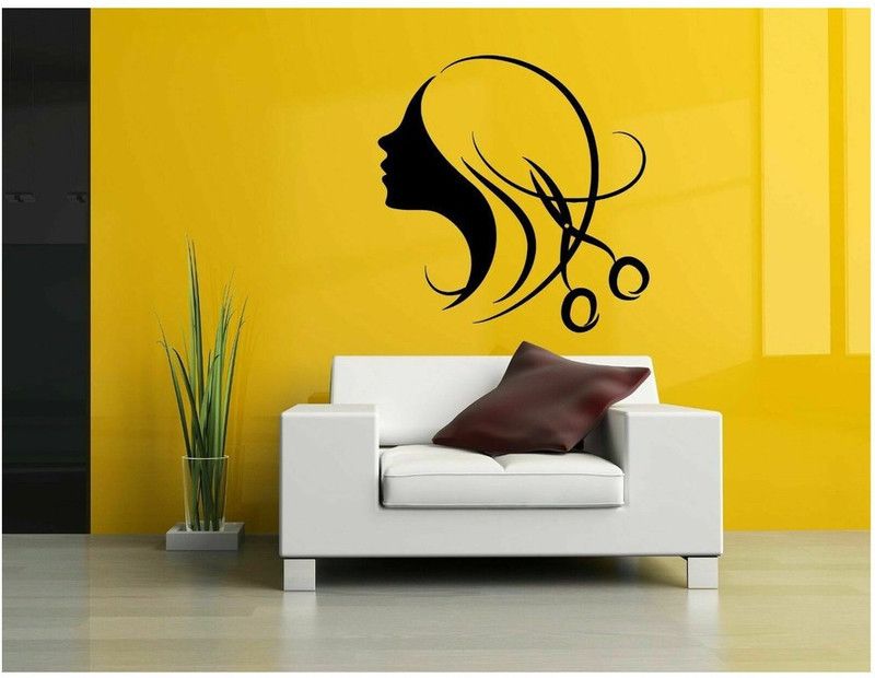 LYOMAN 60 cm Wall Vinyl Sticker Room Decal Mural Design Hair Style Salon Woman Beauty Non-Reusable Sticker  (Pack of 1)