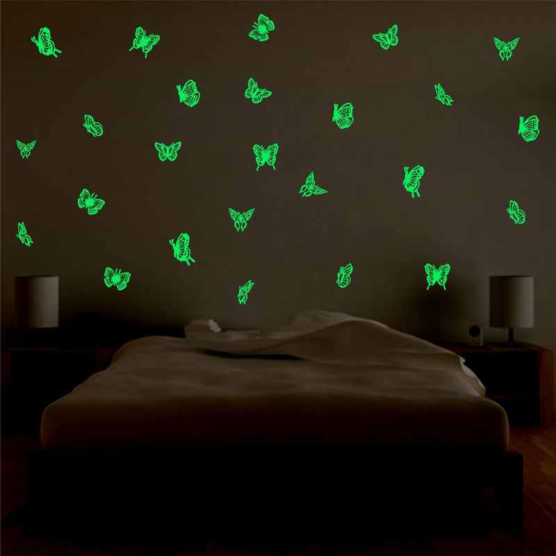 Sudarshan Creatives 28 cm Glowing Butterfly, Night Glow Stickers Self Adhesive Sticker  (Pack of 1)