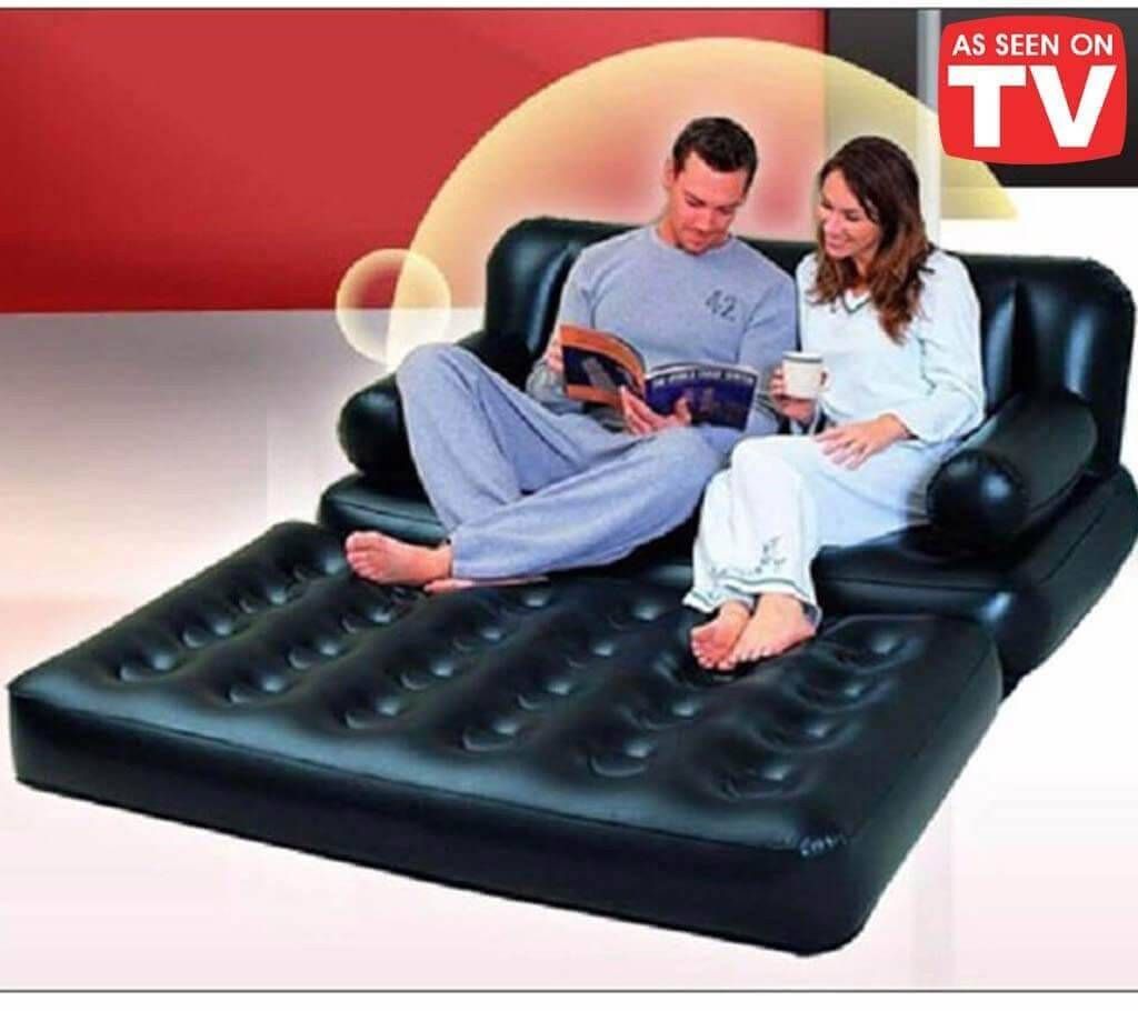 5 In 1 Protable Inflatable Sofa Bed- Black