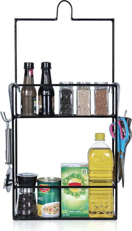 Livzing Cast Iron Wall Shelf  (Number of Shelves - 2, Black)