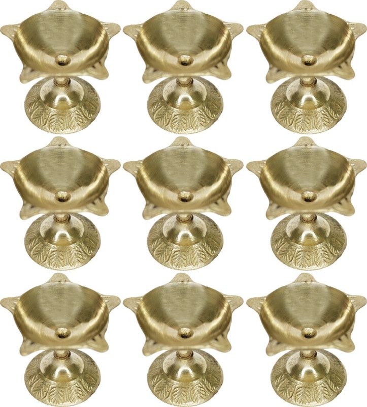 Brass (Pack of 9) Table Diya Set  (Height: 1.5748031496062993 inch)