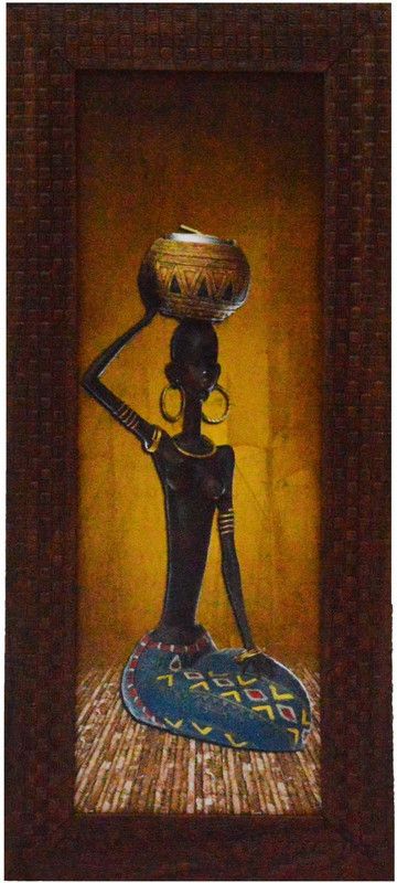 eCraftIndia Tribal Lady Design Satin Matt Texture Canvas 13.5 inch x 5.75 inch Painting  (With Frame)