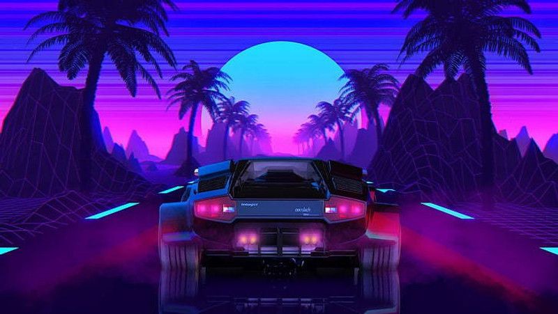 Car Neon Lamborghini Vehicle Matte Finish Poster Photographic Paper  (12 inch X 18 inch)
