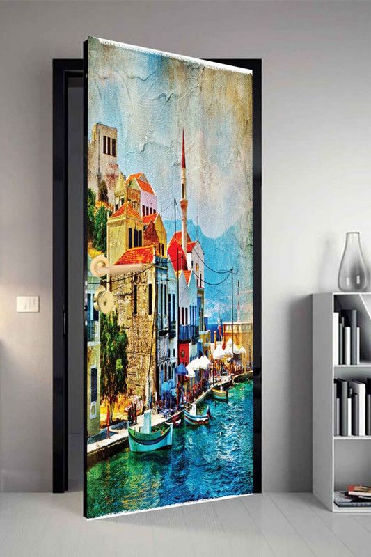 QTH 29.8 cm QTH Colourfull Dor-7740 Design Door Sticker Self Adhesive Sticker  (Pack of 1)