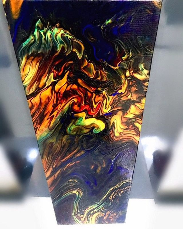 Yugen art fuego Painting Acrylic 24 inch x 8 inch Painting  (With Frame)