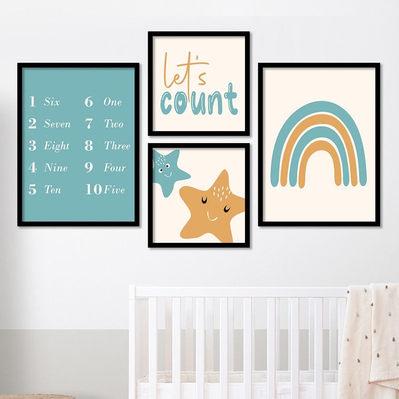 Educational Posters with Frame for Kids Room Wall Decor - Framed Posters for Baby Room Paper Print  (13.25 inch X 10.25 inch, Boxed)