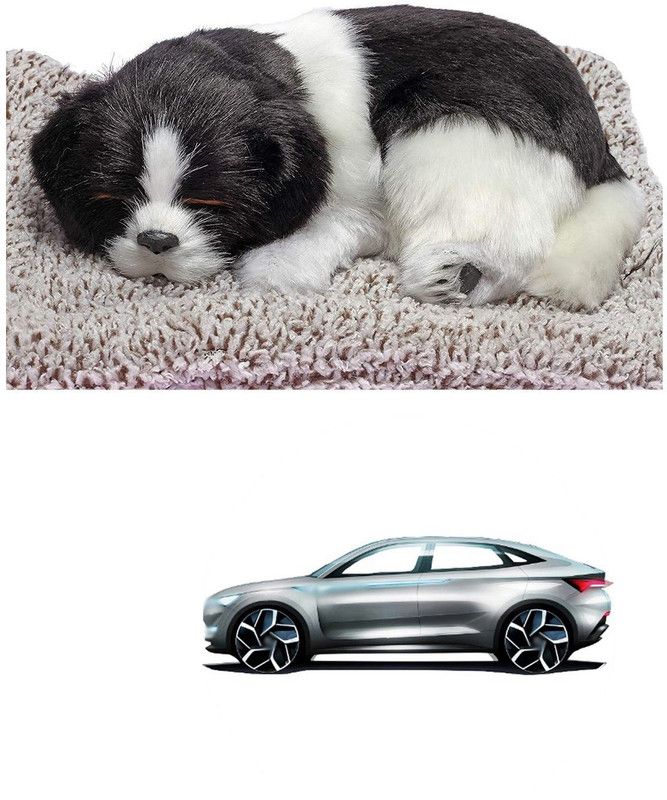 PRTEK Cute Sleeping Dog for Car, Home Interior, Office Work Table Designs 406 Decorative Showpiece - 8 cm  (Brass, Multicolor)