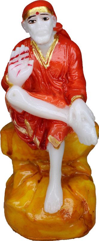 Om ssvmb9 Sai Baba Statue For Home Temple Sai Baba Idol For Car Sai Baba Murti 6.5 Inch Decorative Showpiece - 16 cm  (Marble, Multicolor)