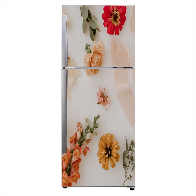 Psychedelic Collection 152.4 cm Decorative Beautiful lovely floral flower design fridge sticker Self Adhesive Sticker  (Pack of 1)