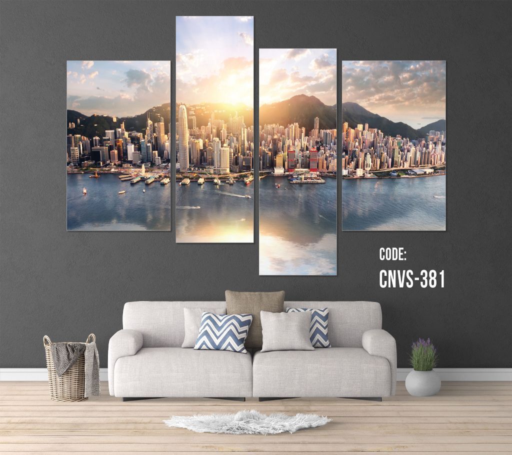 CNVS-381 Sunrise City Wall Canvas Art Prints 96 inch x 48 inch