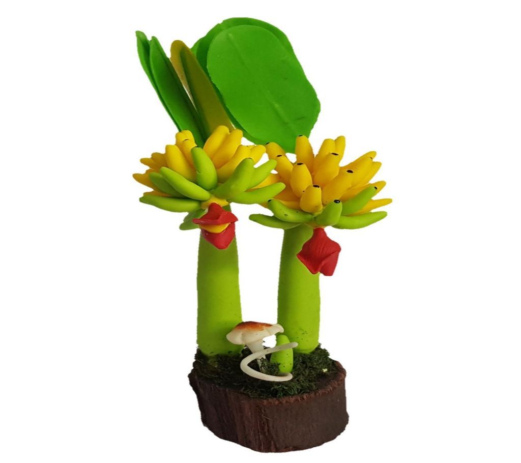 artifical clay bonsai banana tree decoration interior - multicolor