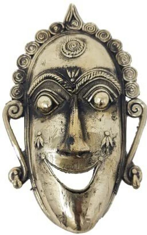 Shabari Emporium GIS Bastar Dhokra Craft Handcrafted Bell Metal Tribal Mask Wall Decorative  (Golden)