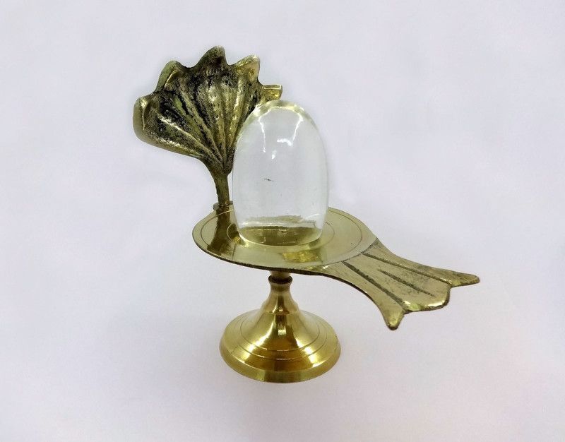 Shiv 29 gm Pure Brass Shivling with 90.5 gm Sphatik Lingam Decorative Showpiece - 11.5 cm  (Brass, Beige)