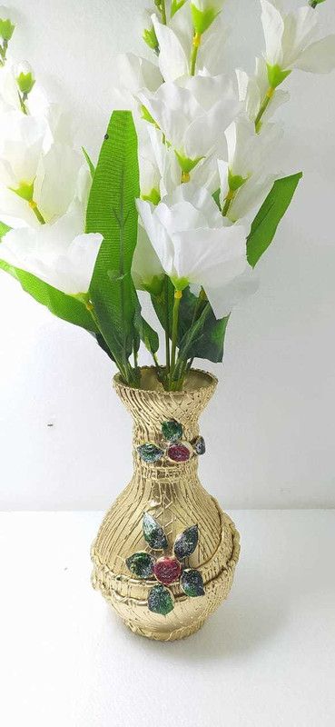 MAGINATO Glass Vase  (8 inch, Gold, Multicolor)