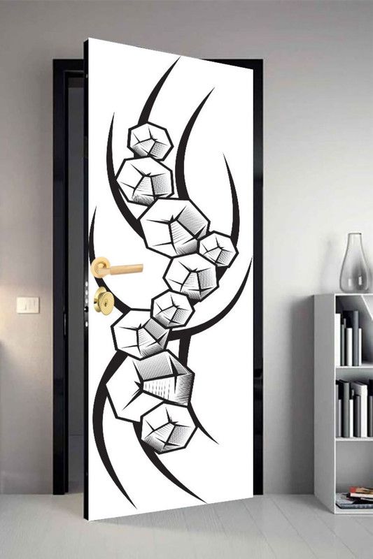 qth 213 cm Line Art Dor-1319 Design Door Sticker Self Adhesive Sticker  (Pack of 1)