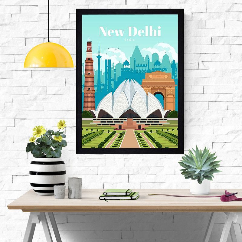 Chaque Decor "New Delhi" Texture Paper Framed Art Print 19.25 Inches X 13.25 Inches Digital Reprint 19.25 inch x 13.25 inch Painting  (Without Frame)