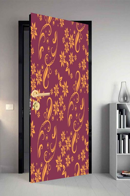 QTH 29.8 cm QTH Patterns Dor-6665 Design Door Sticker Self Adhesive Sticker  (Pack of 1)