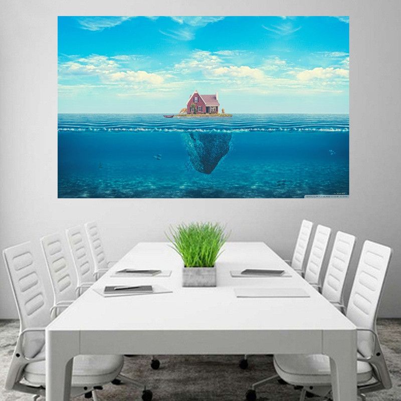 House On The Ocean Wallpaper Poster No Framed Large Painting On Canvas Wall Art Picture for Home Decoration Wall Decor Poster Paper Print  (24 inch X 48 inch)