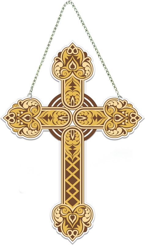 Artvibes Holy Cross Wall Hanging Decorative Item for Home Decoration (WH_5512N)  (10 inch X 7 inch, Golden)