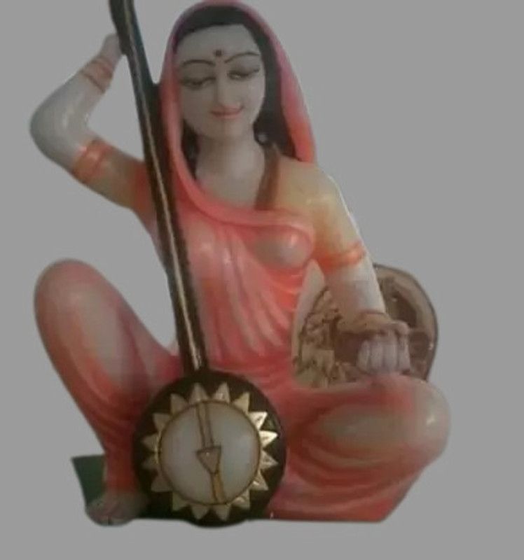 Jkmarbleart 9 Inch Mira Bai Murti Decorative Showpiece - 23 cm  (Marble, White)