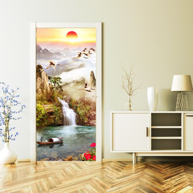 WallDaddy 213 cm WDST-NatureSunsetDoorSkin Self Adhesive Sticker  (Pack of 1)